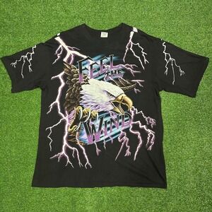 90s Vintage Feel The Thunder American Thunder AOP Men's XL Single Stitch T Shirt